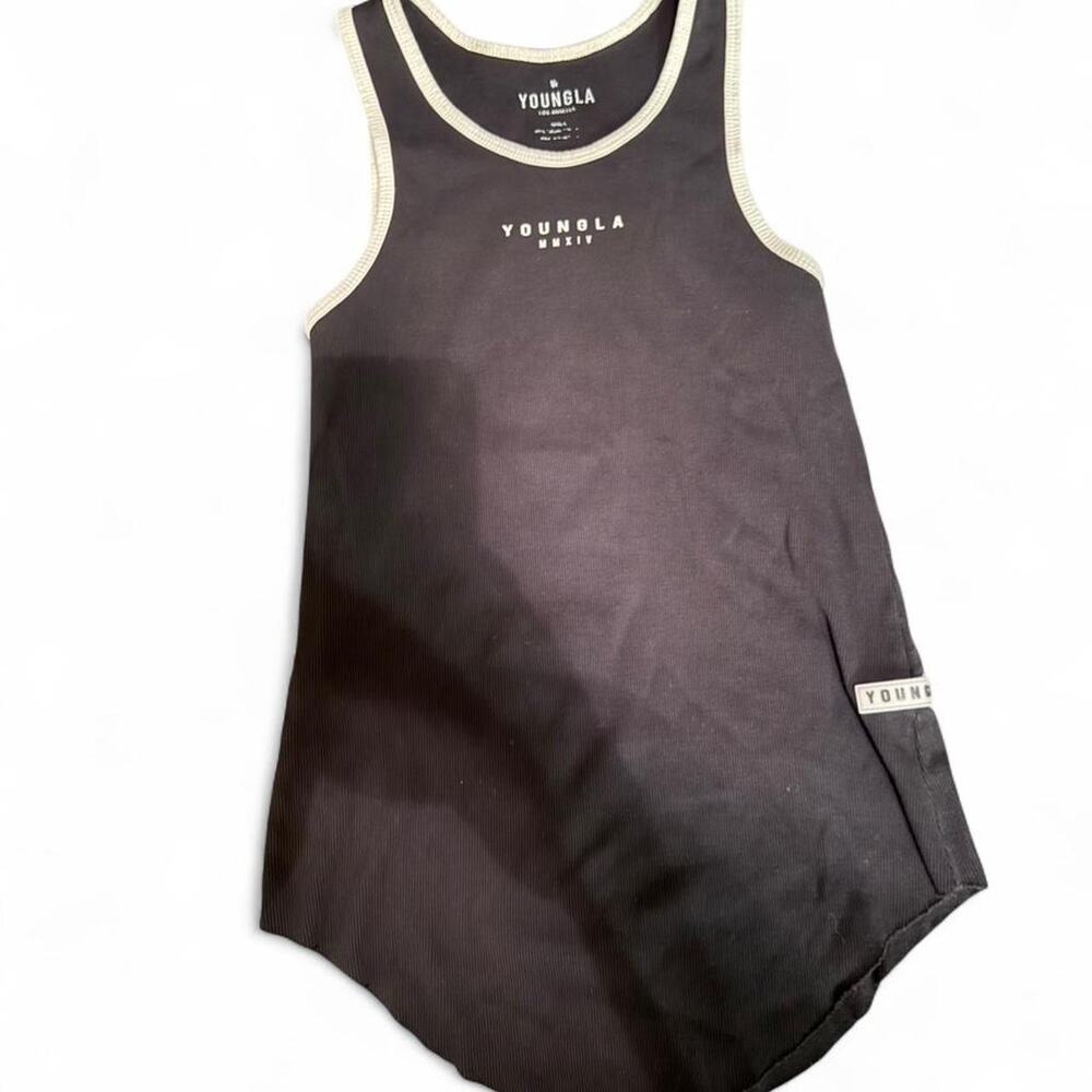 Youngla black ribbed tank top Sz S